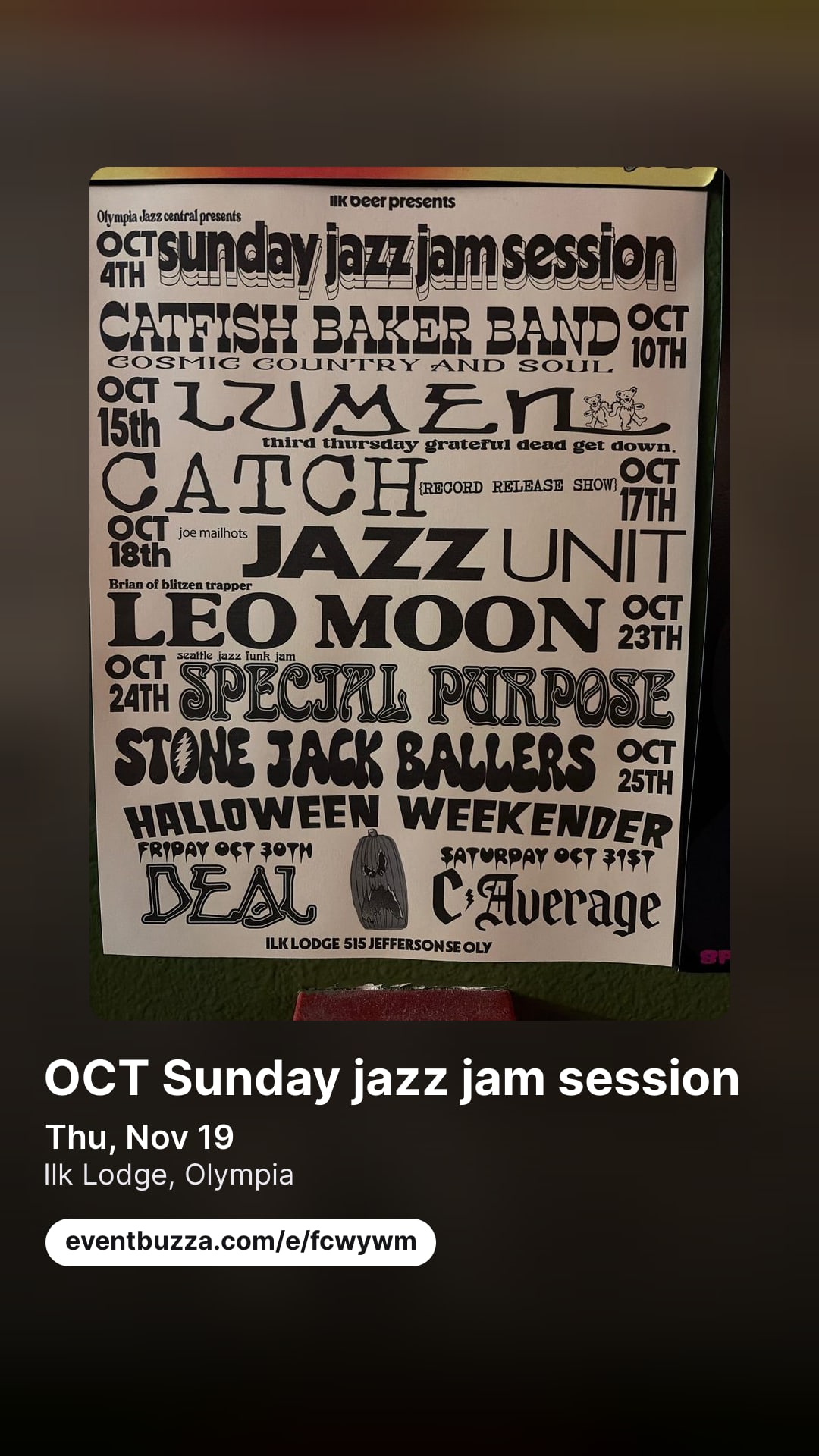 Story picture for OCT Sunday jazz jam session