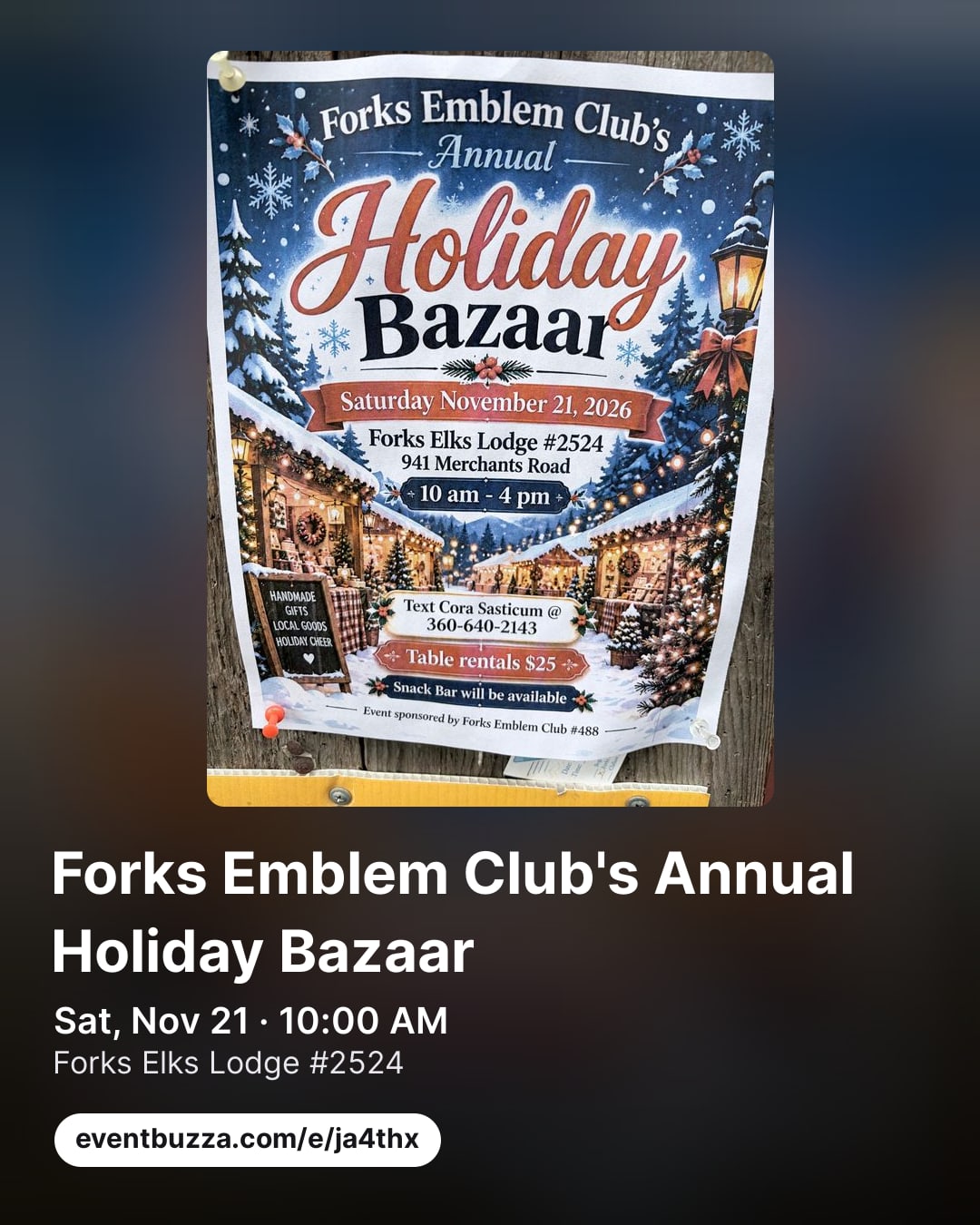 Post picture for Forks Emblem Club's Annual Holiday Bazaar
