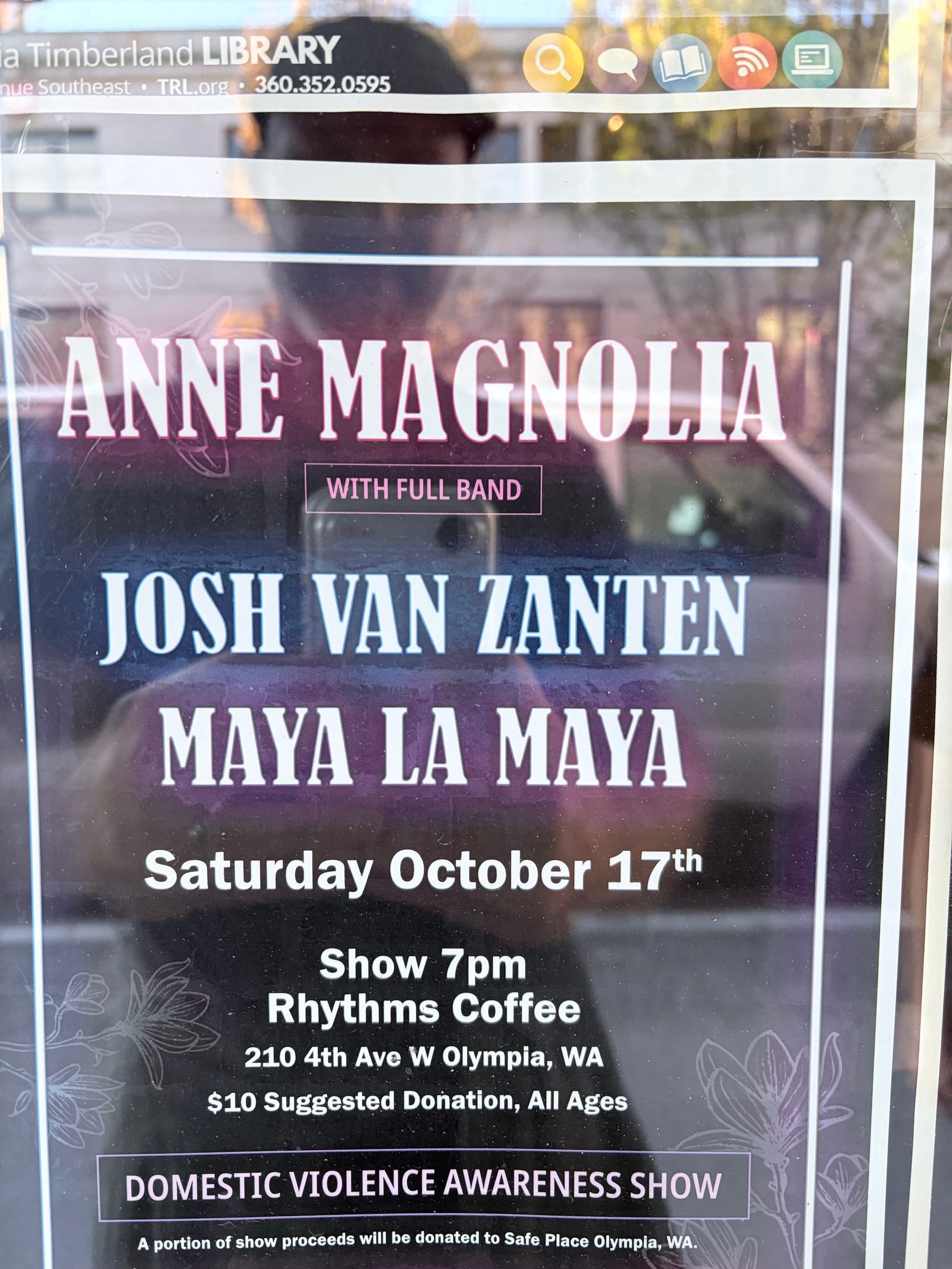 Flyer for ANNE MAGNOLIA WITH FULL BAND JOSH VAN ZANTEN MAYA LA MAYA