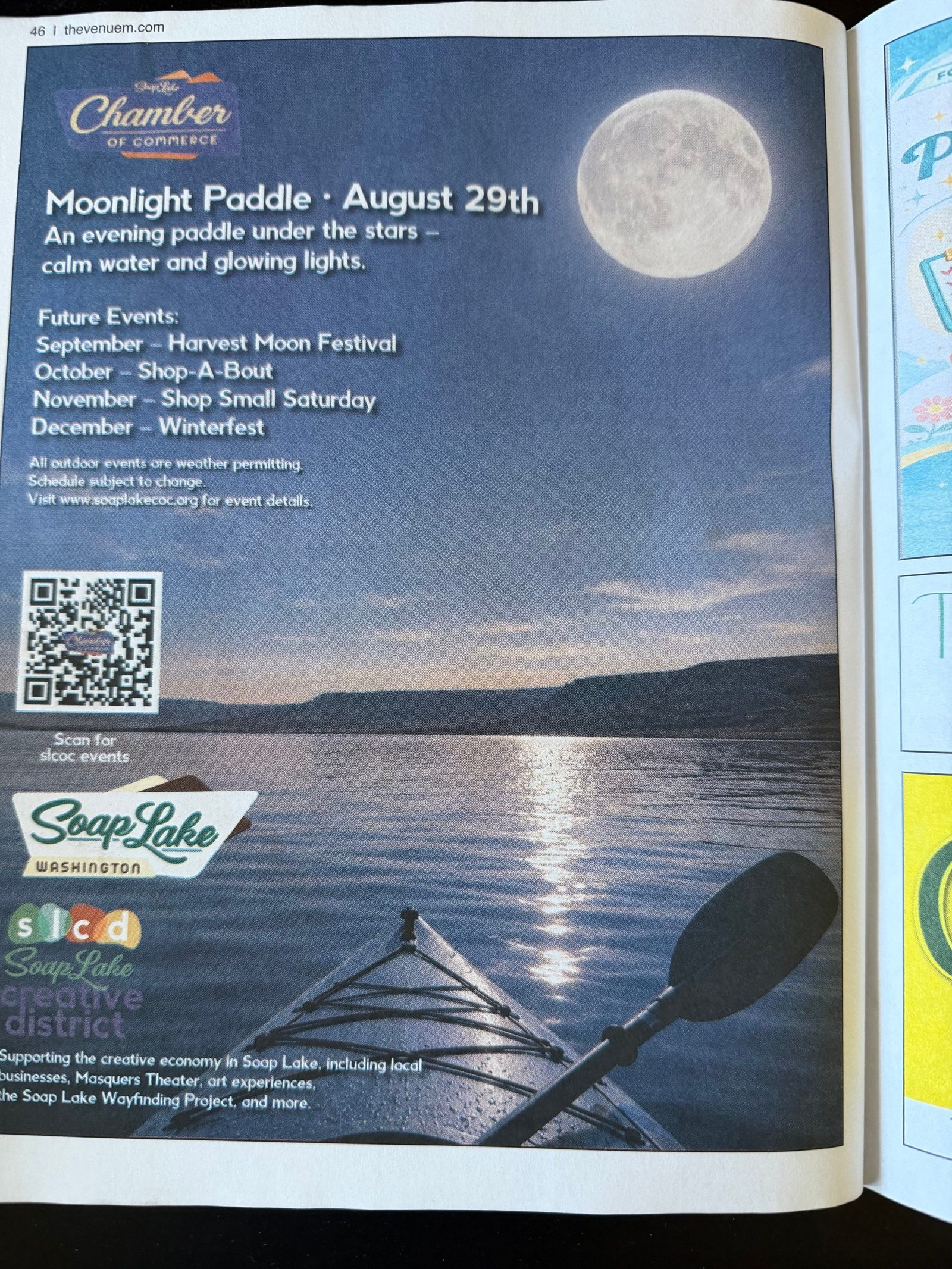 Flyer for Moonlight Paddle • August 29th