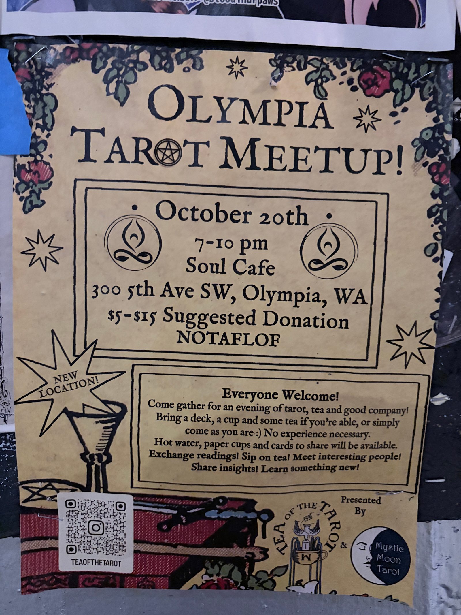 Flyer for OLYMPIA TAROTC MEETUP!