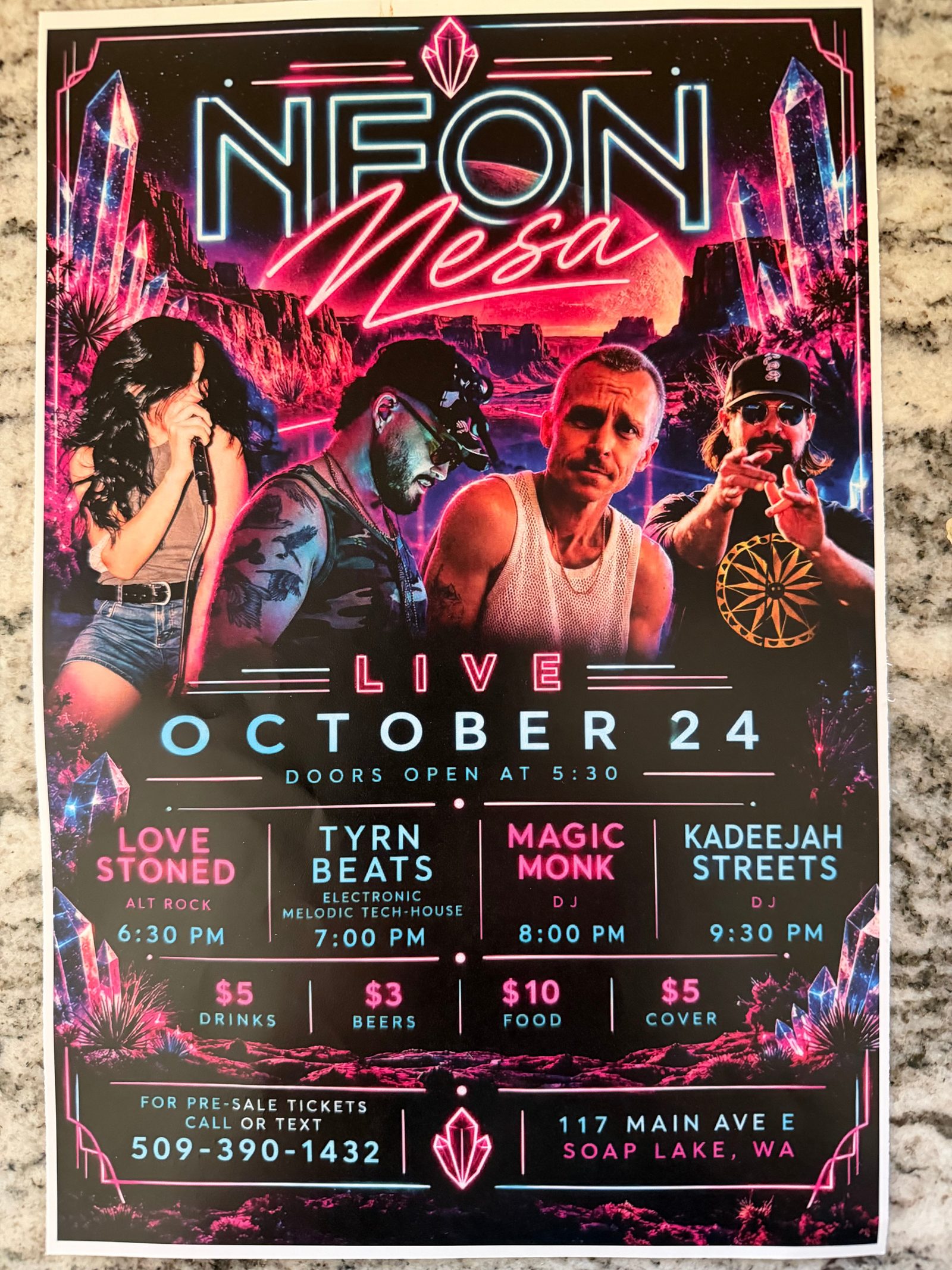 Flyer for NEON Mesa LIVE