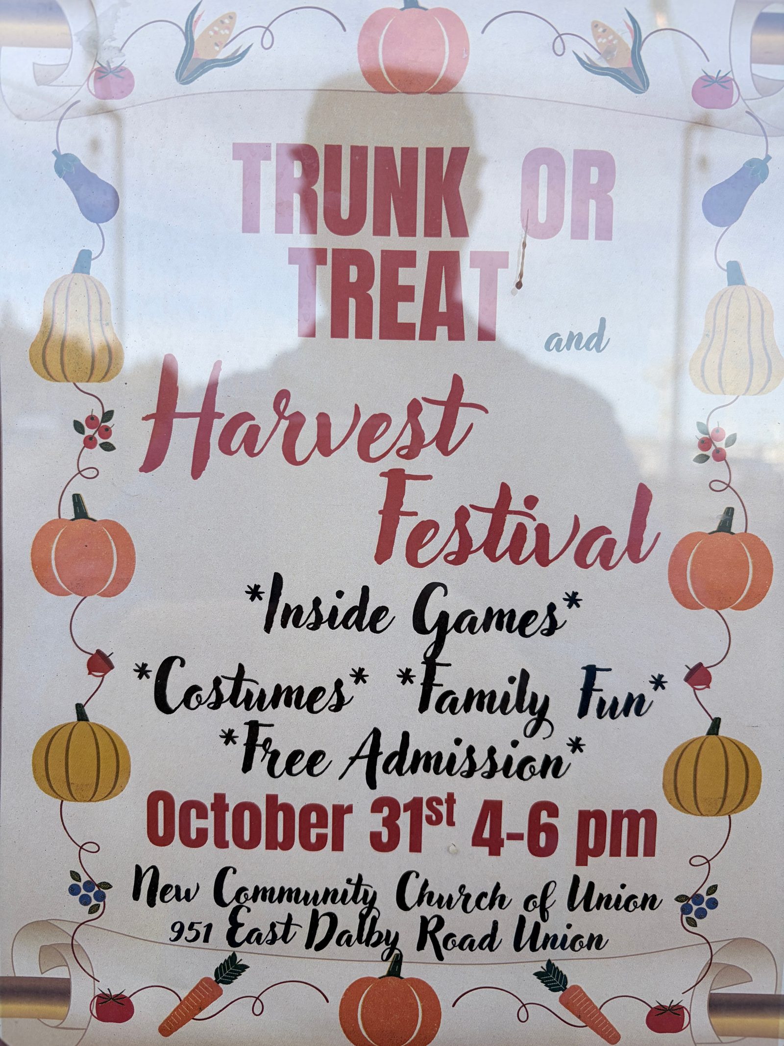 Flyer for TRUNK OR TREAT and Harvest Festival