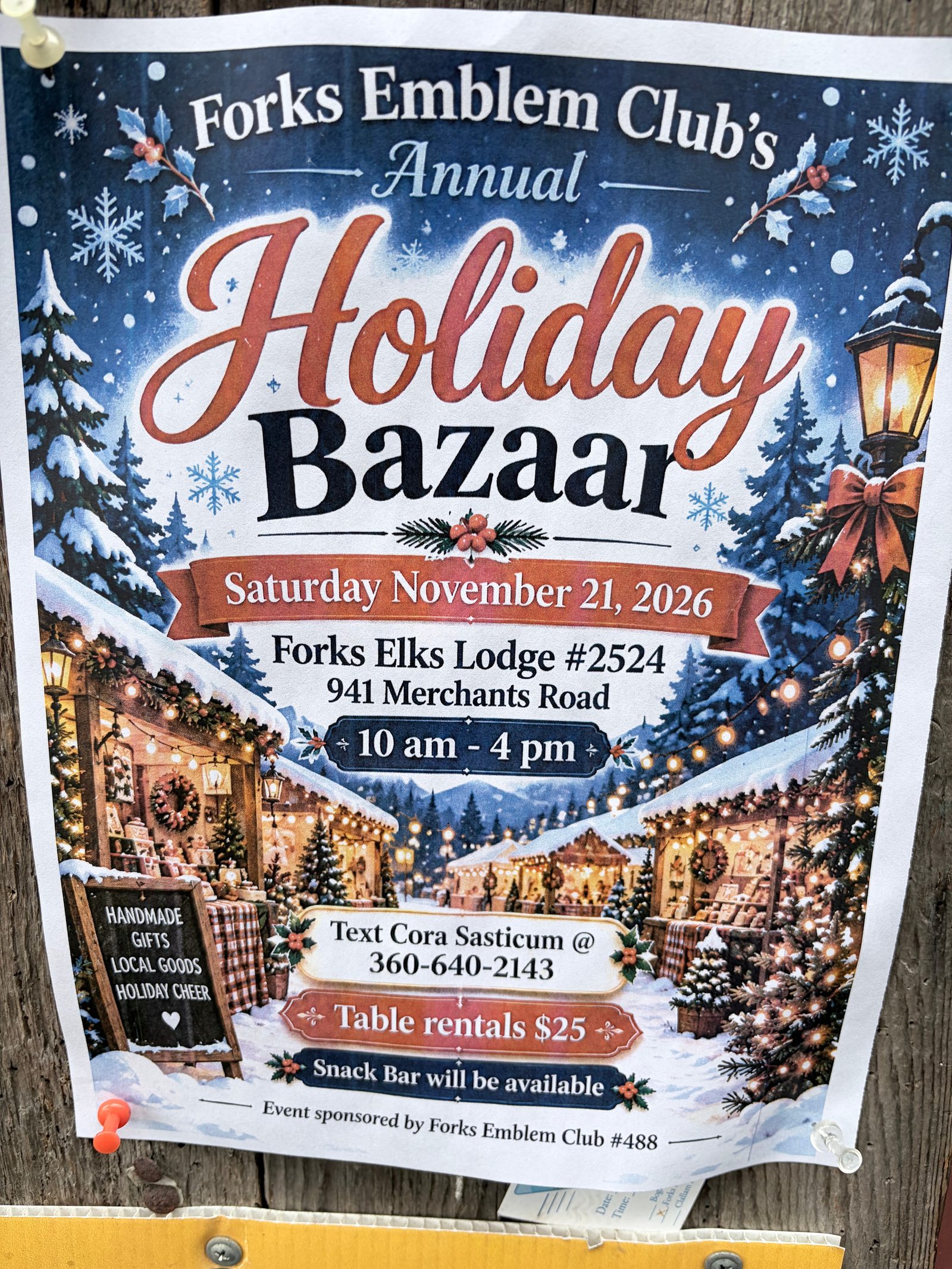 Flyer for Forks Emblem Club's Annual Holiday Bazaar