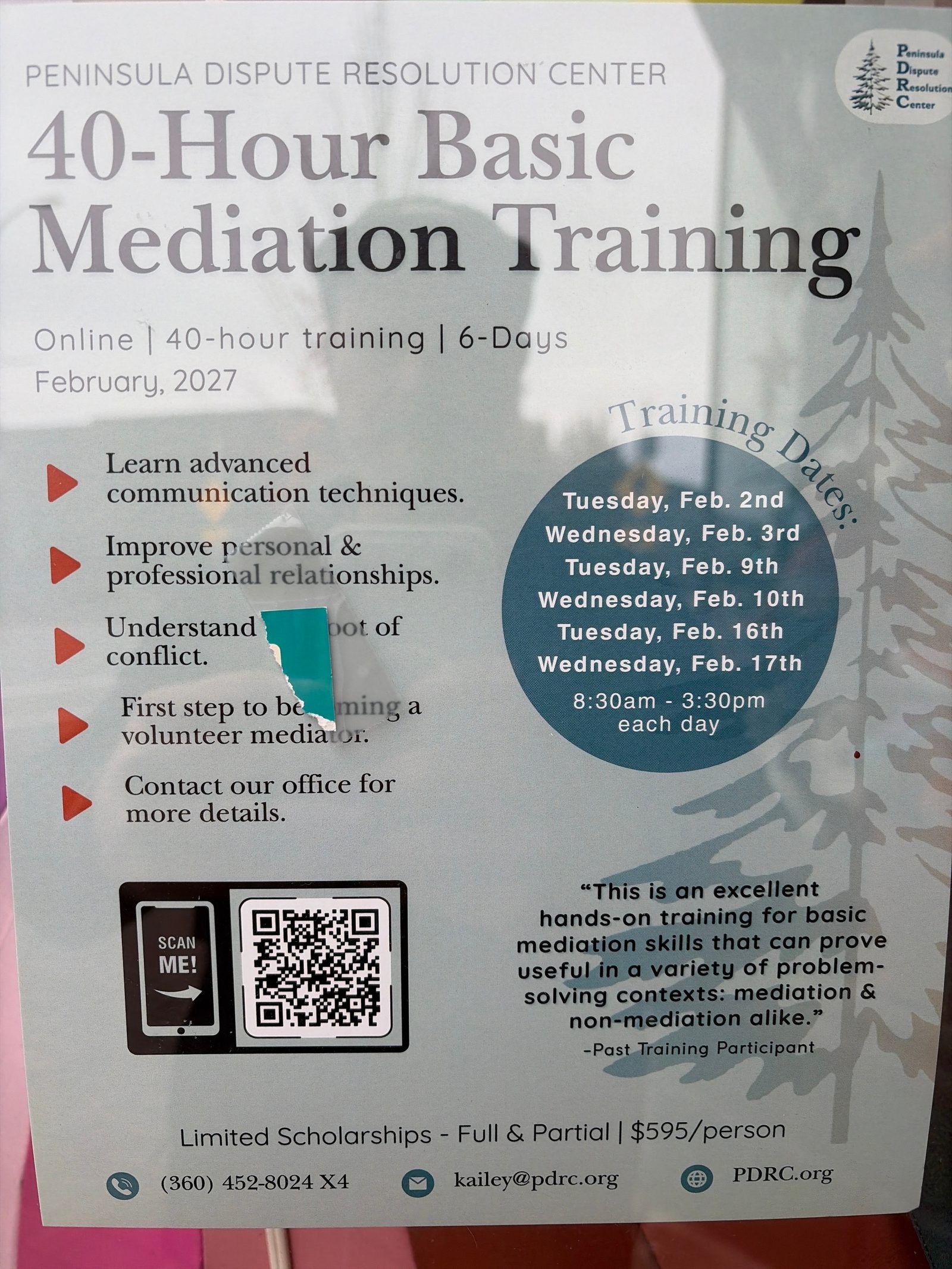 Flyer for 40-Hour Basic Mediation Training