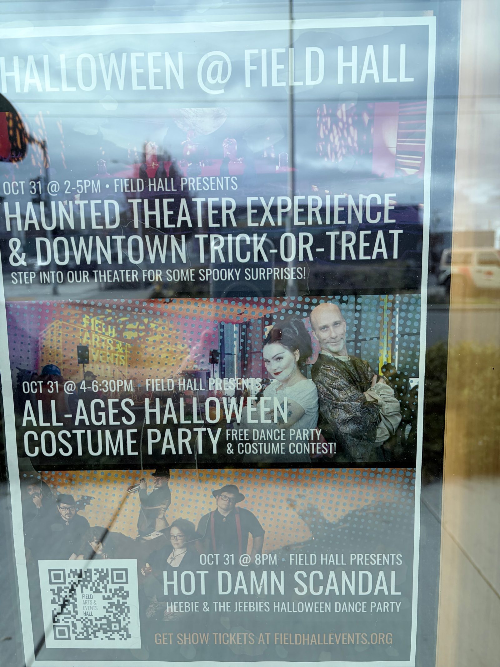 Flyer for FIELD HALL PRESENTS HAUNTED THEATER EXPERIENCE