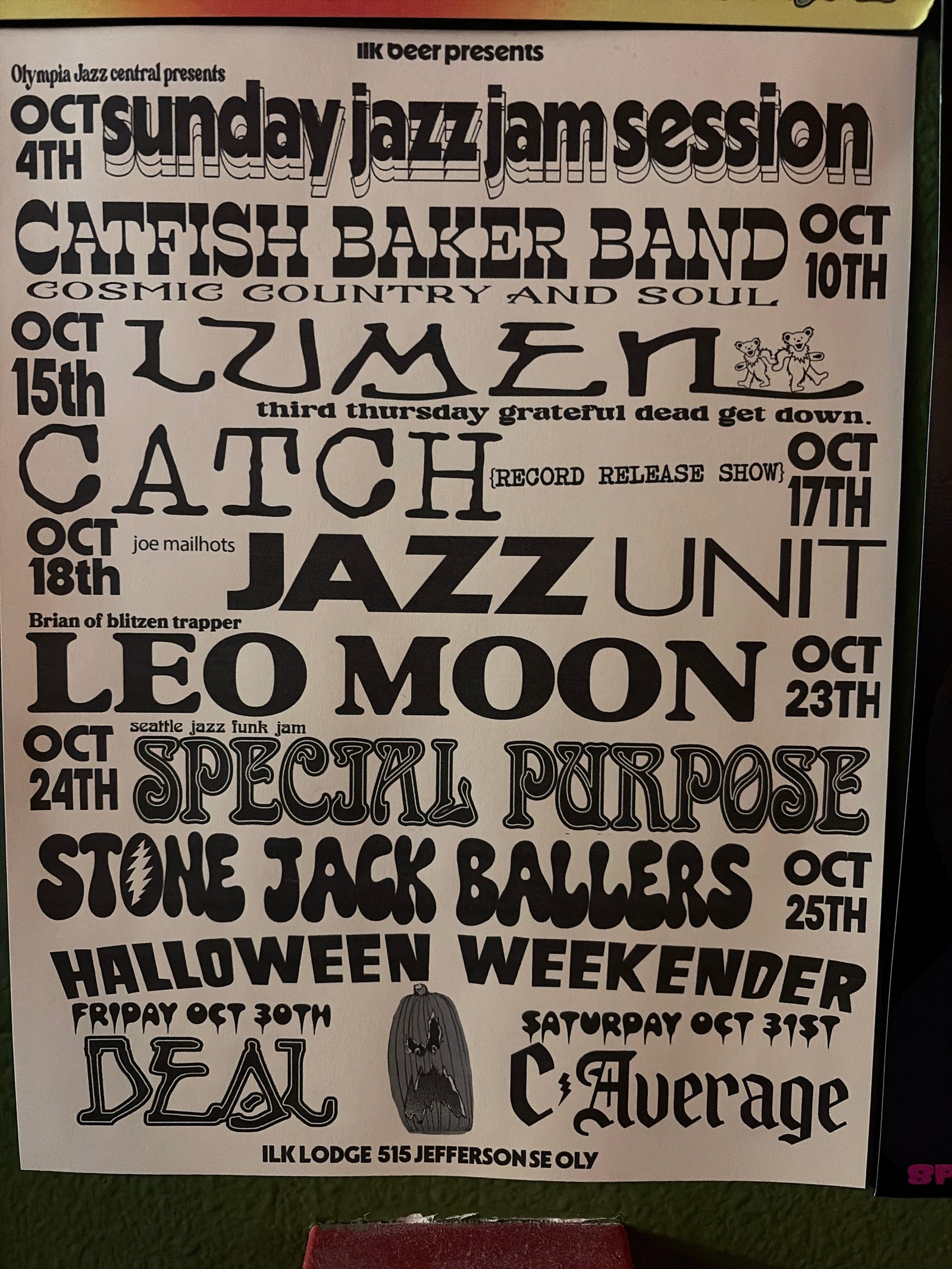 Flyer for OCT Sunday jazz jam session